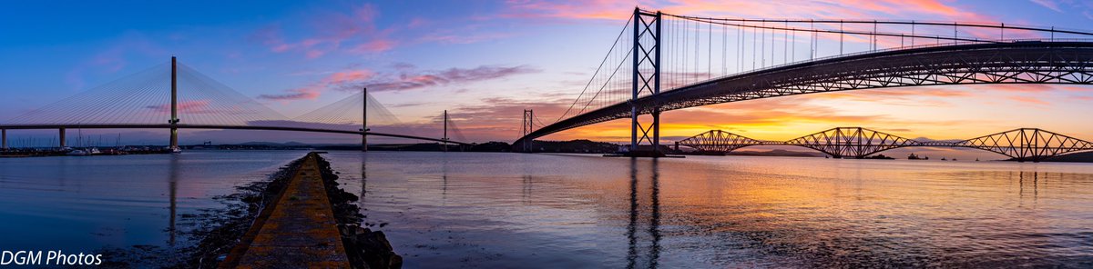 Good morning all the bridges!! Might have to open the picture for full effect!! 
#forthbridgde #forthroadbridge #queensferrycrossing
#VisitScotland