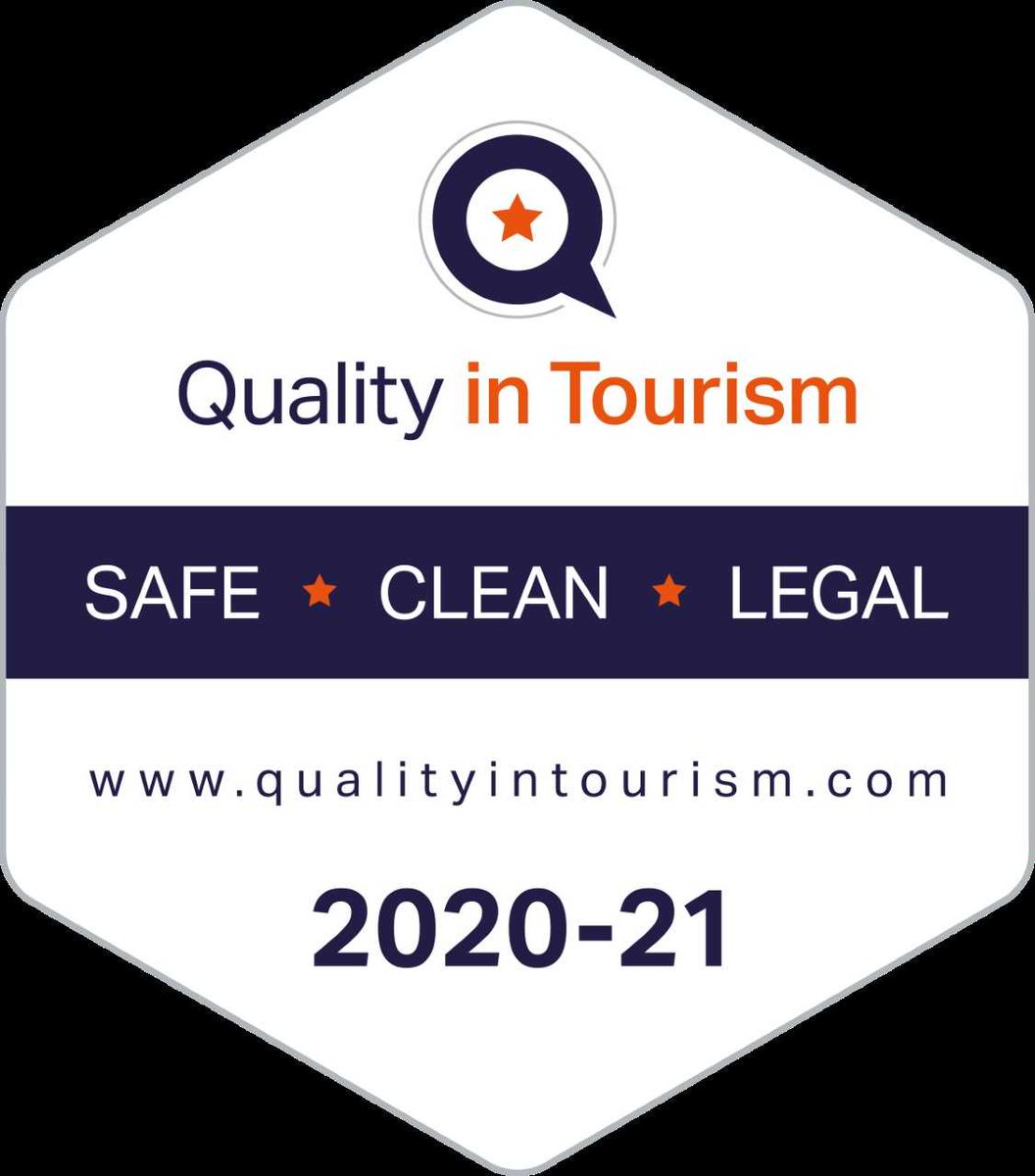 To comply with new Covid - Secure standards, we have just been awarded the Quality in tourism Safe-Clean-Legal status