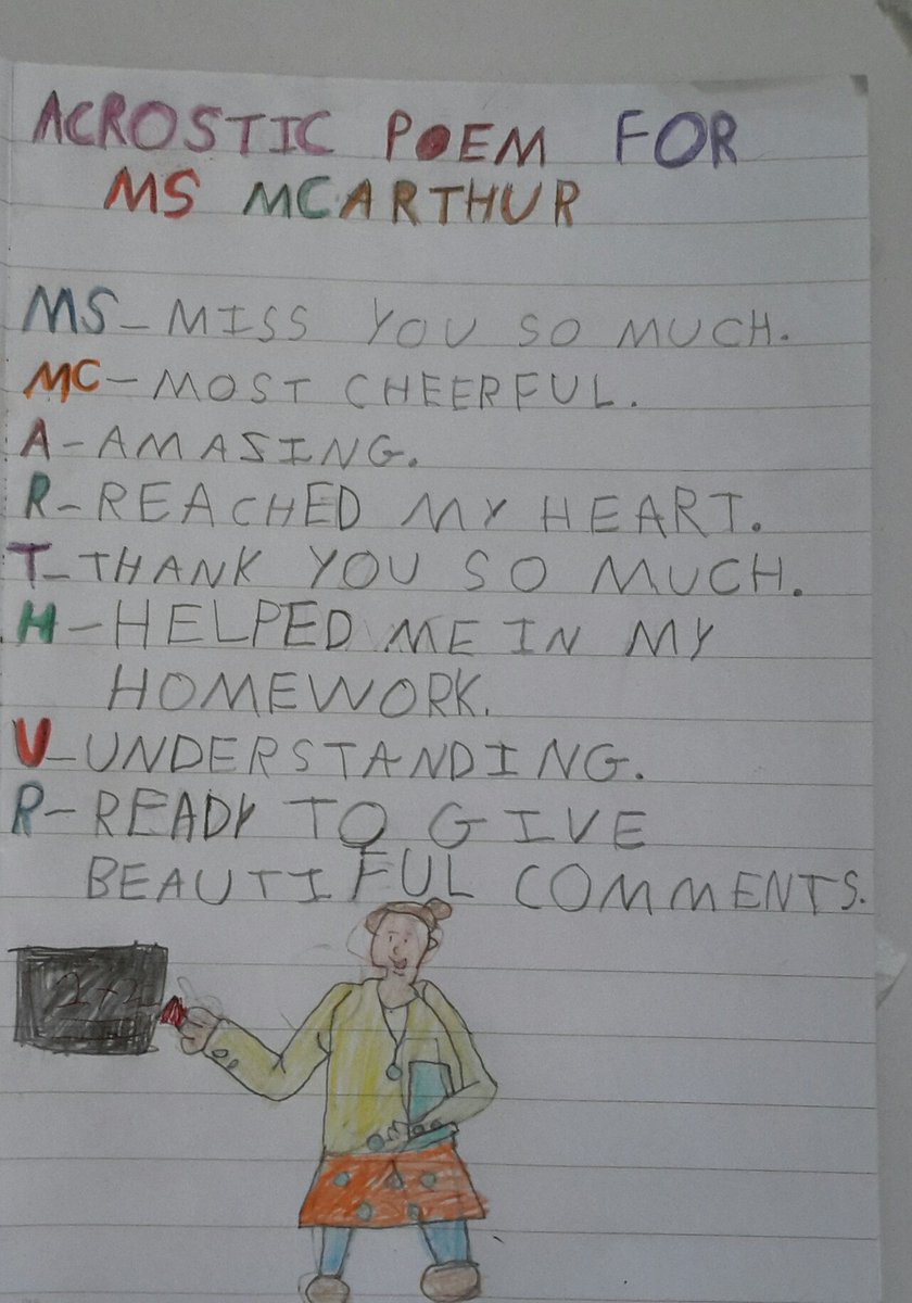 PurnimaVenugop1's tweet photo. @UpdatesMcArthur 
Here is Jashu's acrostic poem for MsMc.Arthur https://t.co/fr5nUs4lGj