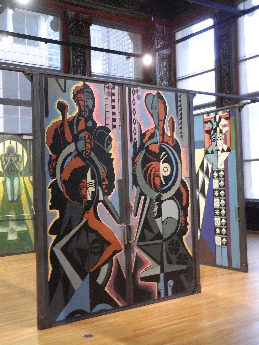 The Cultural Centre was hosting a remarkable exhibition of what would usually be mundane - college doors. Painted in 1971 for Malcolm X College in Western Chicago, the doors had been removed when the college relocated.