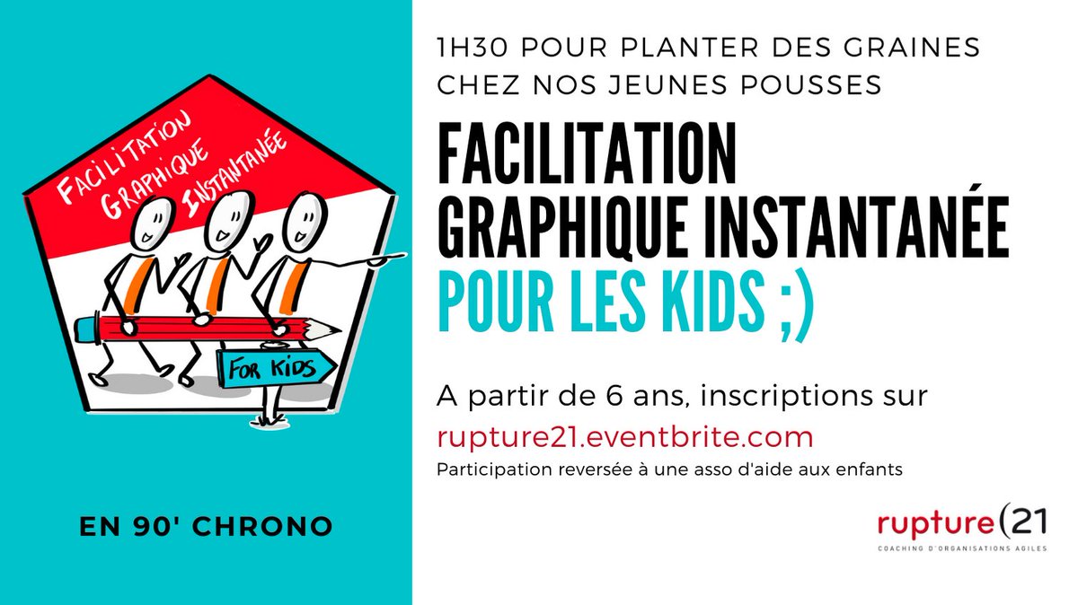 Session spéciale KIDS pour s'initier à la FACILITATION GRAPHIQUE INSTANTANEE. Plantons les bonnes graines chez nos jeunes pousses, dès 6 ans, 90'. Co-Animation avec <a href="/YannPoirson/">Yann POIRSON 👾</a> -  Inscription ici : buff.ly/2VkHuGe