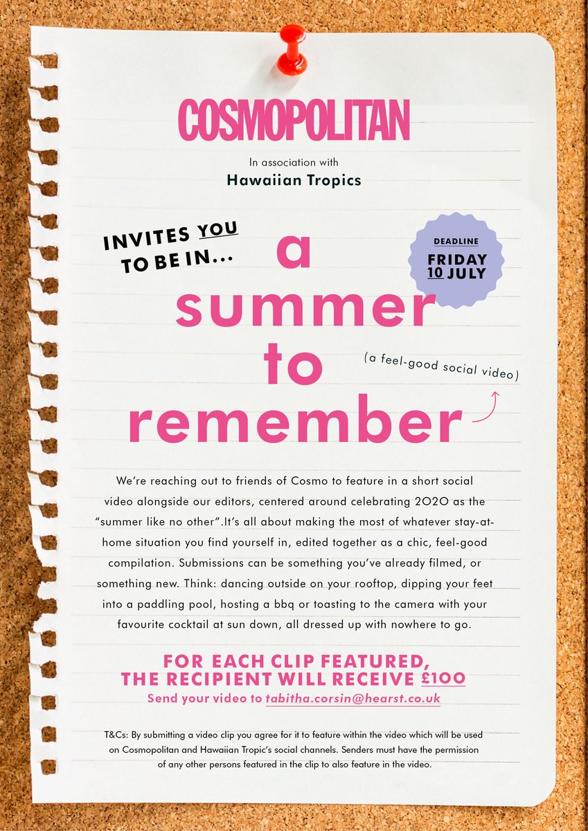 izzy_silvers's tweet photo. .@CosmopolitanUK and @ELLEUK are looking for YOUR videos to appear in a video for Hawaiian Tropic - PAID! See the pics for details - videos from people of ALL backgrounds wanted #beoncamera #talentneeded https://t.co/bGiesDrfAv