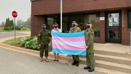 CBCNS's tweet photo. 14 Wing Greenwood raises transgender flag for first time https://t.co/TH31jeGHmd https://t.co/Wb2JUAmaFF
