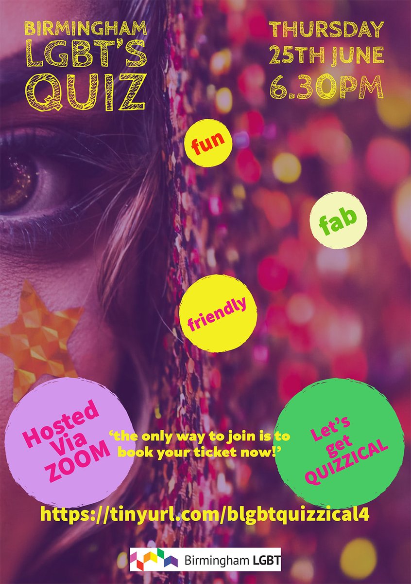 This evening we go again for our next Let's get Quizzical! 

Please click the link below to get your free ticket now:

tinyurl.com/blgbtquizzical4