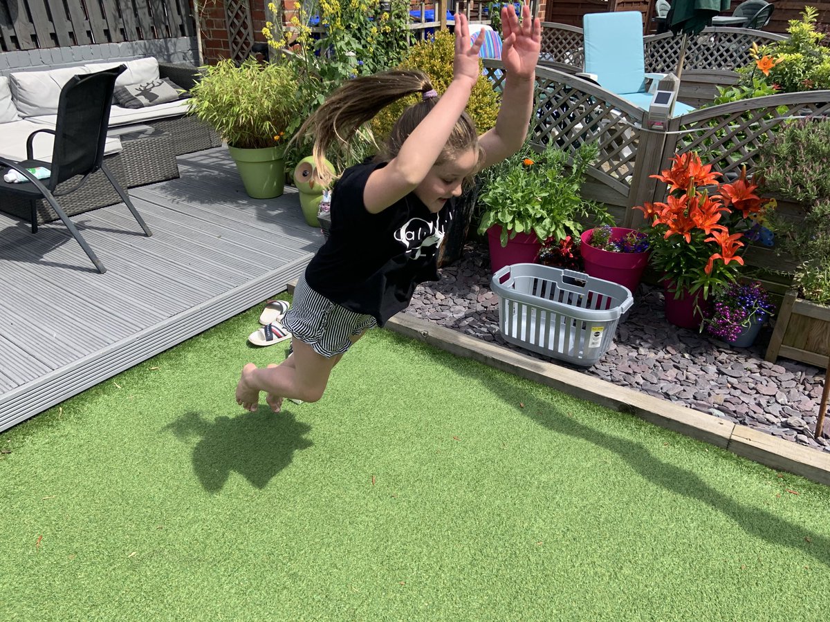 joeyht14's tweet image. ⁦@y4abbeylane⁩ Freya doing the standing long jump for the virtual sports day, to be fair it does look like she’s falling over but I promise she landed it.