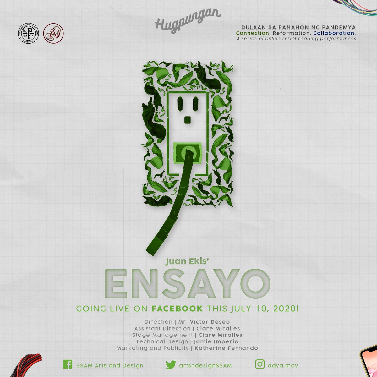 artsndesignSSAM's tweet photo. π #ADYAProductions presents
Juan Ekisβ
ENSAYO
An online script reading performance under
HUGPUNGAN: DULAAN SA PANAHON NG PANDEMYA
Going LIVE on Facebook this JULY 10, 2020 | 7:30 PM!
#ADYAOnline
#ADYAHugpungan π
#ADYAEnsayo π
#PhilippineTheatre https://t.co/mxtsCECidL
