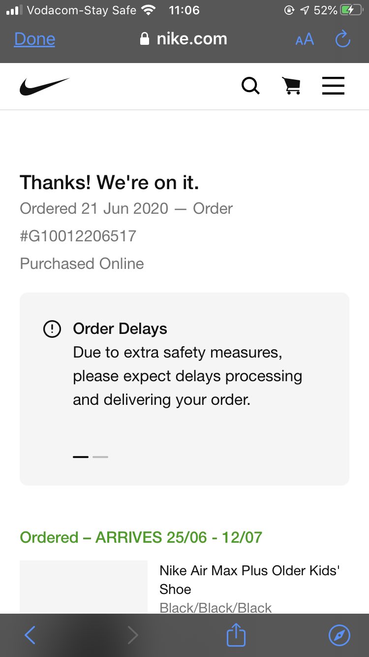 Nike.com on Twitter: "@Zeepowa Due to the current circumstances, the delivery of orders may delayed. Our teams are hard to get all orders shipped Continue to monitor your email