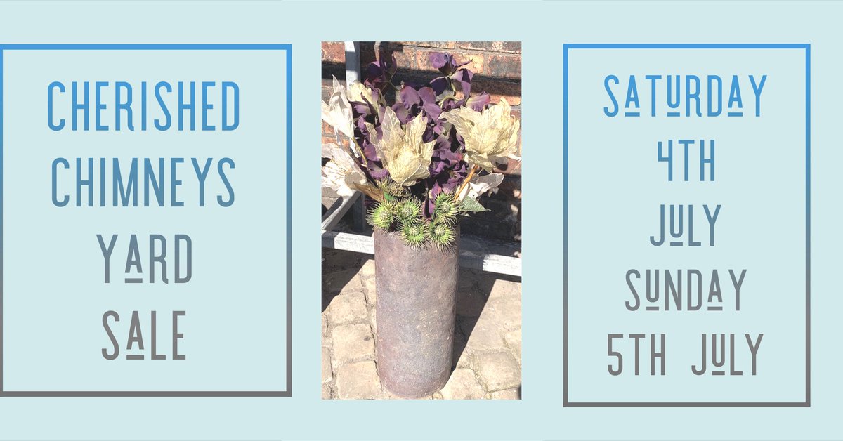 Date for your Diaries ⭐️ Cherished Chimneys Yard Sale 🌺 4th &amp; 5th July . Chimneys , vintage, furniture, textiles, art, all your #interiordesign and #exteriordesign needs ⚡️