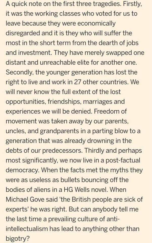 Four years ago today in the Financial Times, the immediate reaction to the Brexit result. Feels eerily accurate.