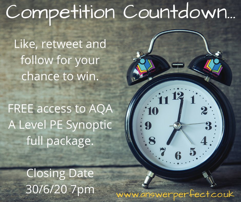 FREE access to AQA A Level PE Synoptic full package - like, retweet and follow us for your chance to win... closing date 7pm 30/6/20.