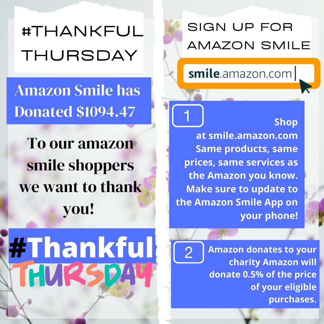 CICkids's tweet photo. ThankfulThursday #Amazonsmile #CICKids
Thank you to all of you that shop AmazonSmile! We are grateful for the donation in the amount of $1,094.47. .05% of donations adds up to help provide for the children placed in our care. https://t.co/fSkQrHxPAm