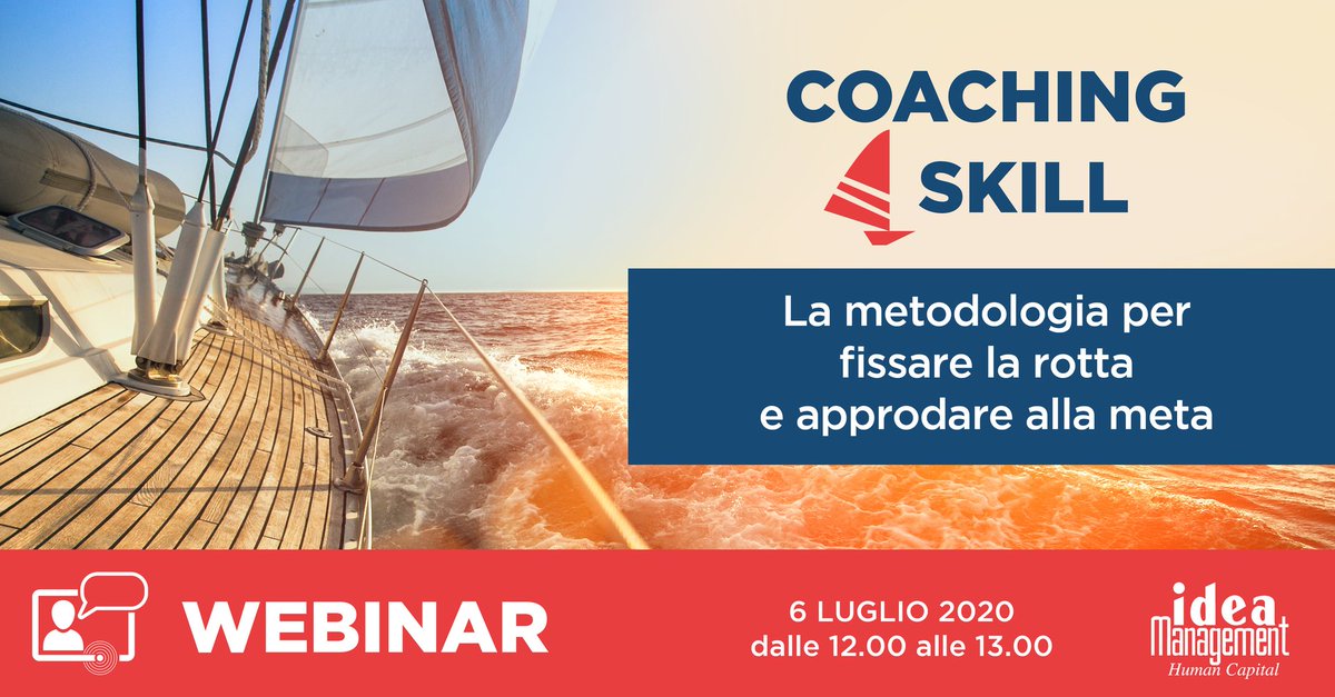 Vieni a conoscere la Coaching School al webinar “COACHING 4SKILL”. Il 06 luglio dalle 12 alle 13 
> bit.ly/31h88Dp
#coaching #skill #IdeaManagement #webinar