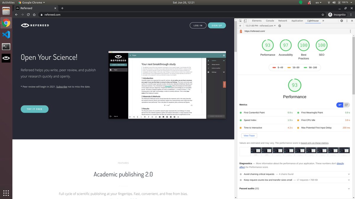 Got an almost perfect #lighthouse score on this one! #webdev #gridsome #vuejs