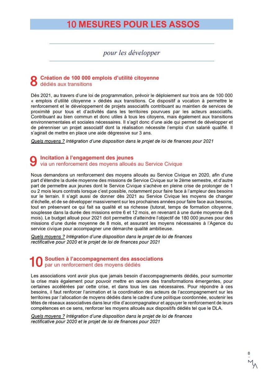 🙌 10 MESURES POUR LES ASSOS 🙌

Le Mouvement associatif porte 10 mesures concrètes à adopter d'urgence  pour aider les #associations 

#COVID19 #PlanDeRelance #mondedapres #PLFR3

                     ⬇️ ⬇️ ⬇️ ⬇️ lemouvementassociatif.org/covid19-10-mes…