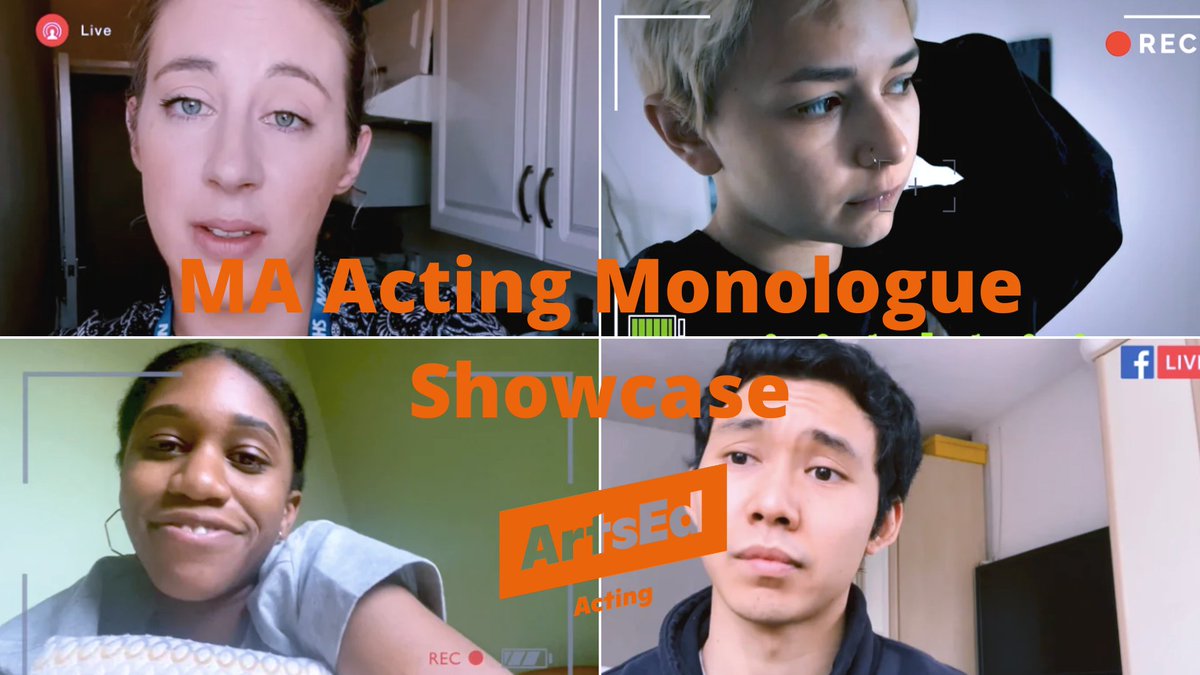 ArtsEdLondon's tweet photo. We are LIVE! Watch our MA Acting Monologue Showcase, performed by our MA Acting 2020 Grads and written &amp; directed by @danieljohnsonuk from the comfort of your own living room (or garden, enjoying the sunshine!) ☀️😎 #ArtsEdMA  https://t.co/98YHDlkjd8 @hallamhudson https://t.co/GxnDbgGQjy