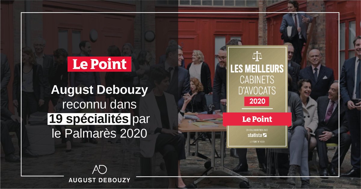 Pour la deuxième année consécutive, <a href="/LePoint/">Le Point</a> a réalisé son palmarès des avocats français : August Debouzy y figure en tête avec 19 spécialités recommandées. Merci à l’ensemble de nos clients qui nous font confiance ! 👉 lepoint.fr/justice/palmar…