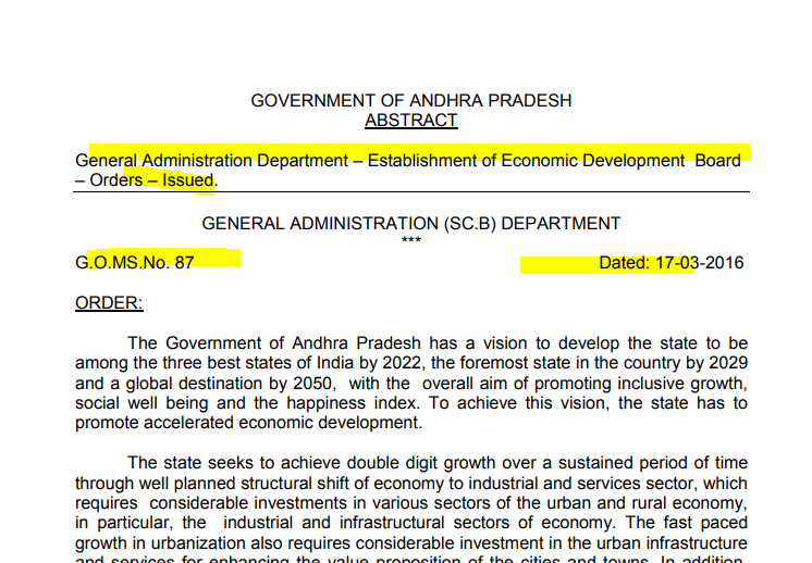 TDP/CBNAPEDBFormedMar'16Dec'16Website http://apedb.gov.in/ Jun'18APEDB Act https://www.gad.ap.gov.in/notifications/notices/2018gad_ms82-2.pdfDec'18Gold Award-best organisation,for investment promotion https://twitter.com/TheHansIndiaWeb/status/1079433090781478912Twitter @AP_EDBFB https://www.facebook.com/APEDB/ Youtube https://www.youtube.com/channel/UCHqJtulKbSlnxtUEFLFwpOQ