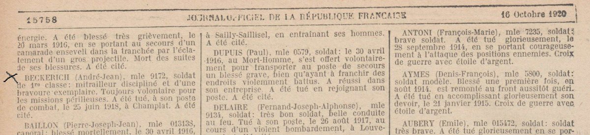 becklivet's tweet photo. #1j1ancêtre André J. Beckerich #MPLF Champlat dans la Marne… «Soldat de 1ère classe : mitrailleur discipliné et d’1 bravoure exemplaire. Tjs volontaire pour les missions périlleuses. A été tué à son poste de combat, le 25/06/1918, à Champlat. A été cité » MAIS 02/06 sur #MMDH https://t.co/uLmZXa3XQ4