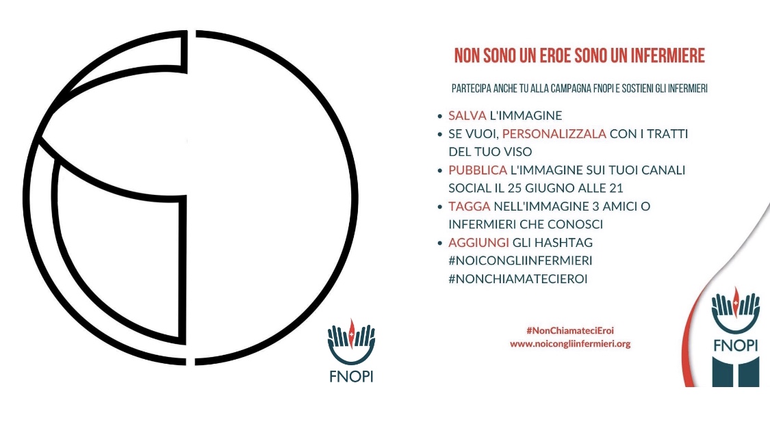 FNInfermieri's tweet image. Stasera alle ore 21 #NonChiamateciEroi, posta il simbolo sui tuoi social e tagga 3 persone. 
Supporta gli infermieri: noicongliinfermieri.org

“Non chiamateci Eroi, siamo professionisti che si prendono cura di voi, siamo persone ed ora abbiamo bisogno del vostro aiuto."
