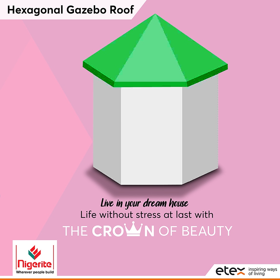 nigeritelimited's tweet photo. This roofing design makes any garden gazebo really stand out. Formed of 6 triangular pitched roof panels and 6 supporting rafters, this type of roof is mostly used for a unique gazebo addition to a home or commercial garden lawn.
#nigeritelimited #etex #roofstyle #roofingsheet https://t.co/J0pMnJnKM3