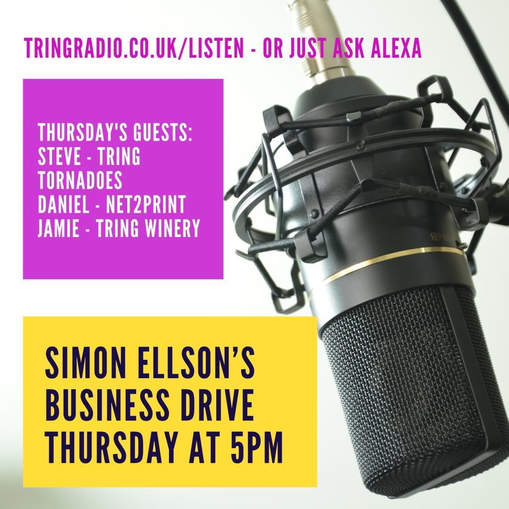 Tring Tornadoes (@tringtornadoes) on Twitter photo Our Chairman will be on @TringRadio today during <a href="/simonellson/">Simon Ellson</a>’s Business Drive show from 17:00.
#playforthebadgeliveforthebrand #tring tringradio.co.uk Our Chairman will be on @TringRadio today during <a href="/simonellson/">Simon Ellson</a>’s Business Drive show from 17:00.
#playforthebadgeliveforthebrand #tring tringradio.co.uk