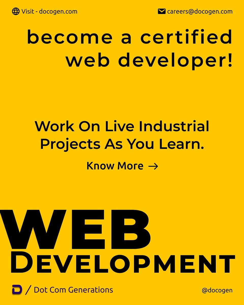_DoCoGen's tweet photo. Still, thinking about how to enhance your resume?Don't waste time. Enroll in our Web development training program and get skilled in the most demanded jobs out there.
Hurry up! We have Limited seats.
https://t.co/hwDhl5OqTD
#webdev
#internhsips
#trainingprogram
#dotcomclub https://t.co/cKDfxYJfEI