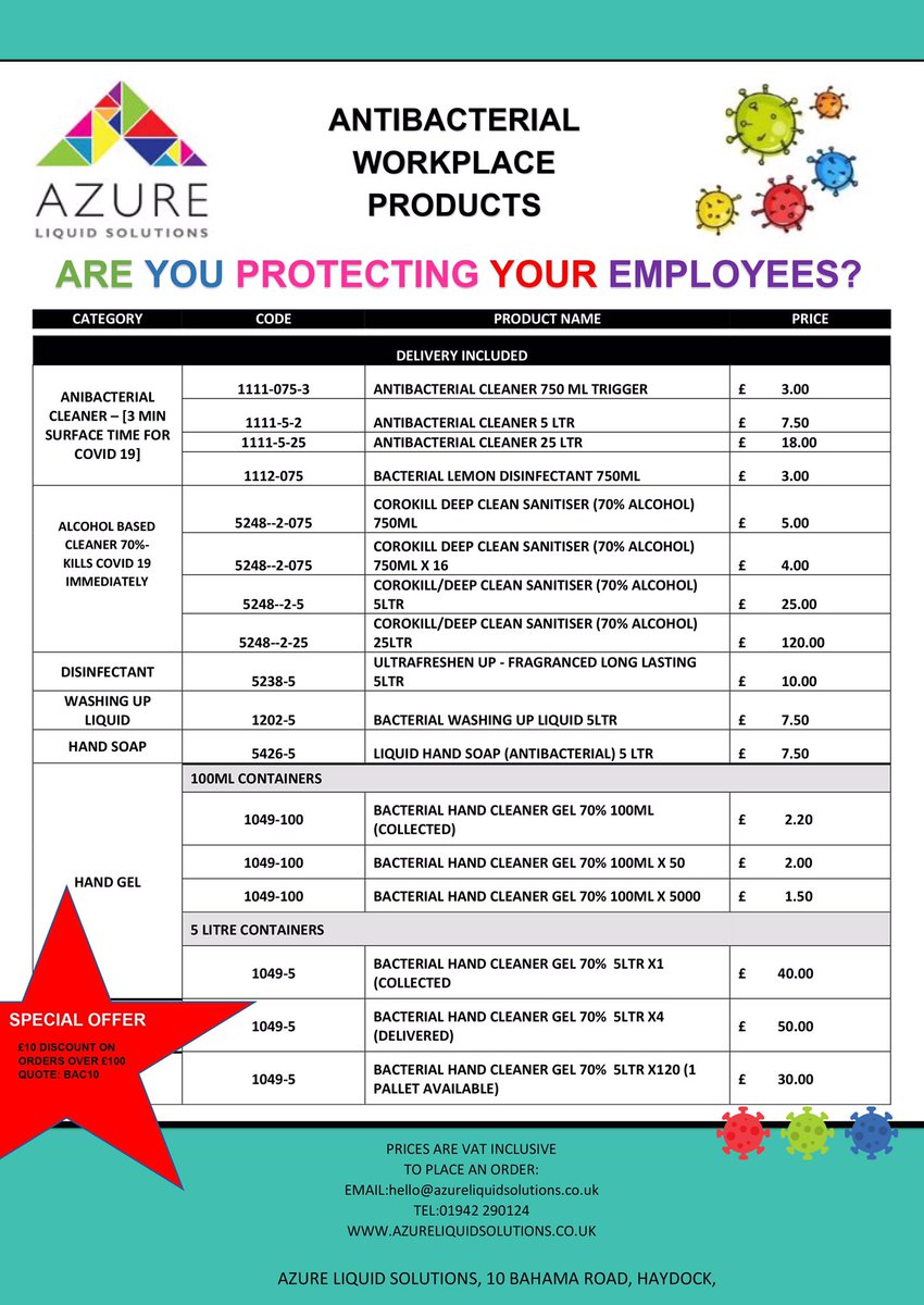 AzureLiSolution's tweet image. Keep Your Employees Safe in the Work Place #haydock #workplace #backtowork #handgel #handsanitizer