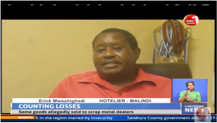 KBCChannel1's tweet photo. Malindi business community is counting losses running into millions of shillings after their properties were vandalized and sold cheaply to suspecting scrap metal dealers. #KBCLunchTimeNews @Aaoko_76 ^CW

Stream-->https://t.co/VFcyOzYolN https://t.co/cGkSfw792T