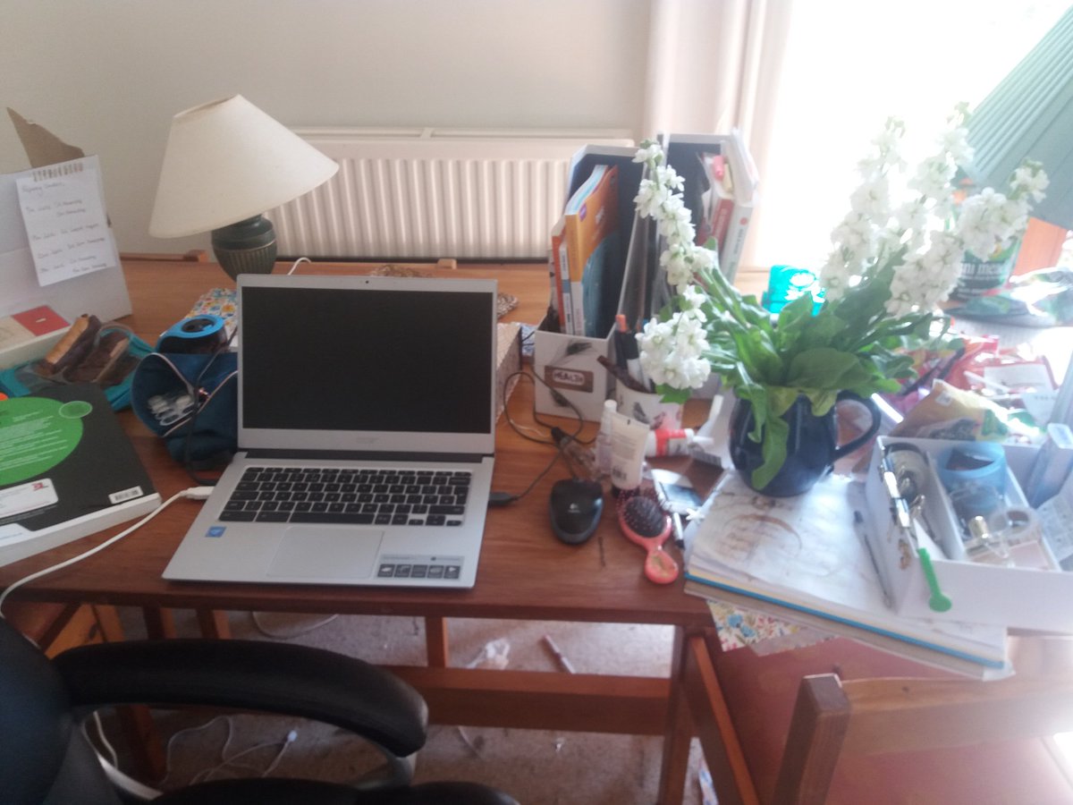 CollLothian's tweet image. My dining room table/classroom at the beginnig or renote teaching v. the penultimate day. Cannot quite believ it is EOT tomorrow. So proud of all the girls for being so good, so positive and so devoted to their studies! Learning has continued uninterrupted - an awesome thing!