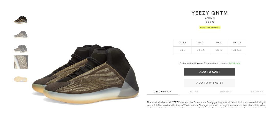 Where to Buy and Sell Adidas YZY QNTM Barium Infants.