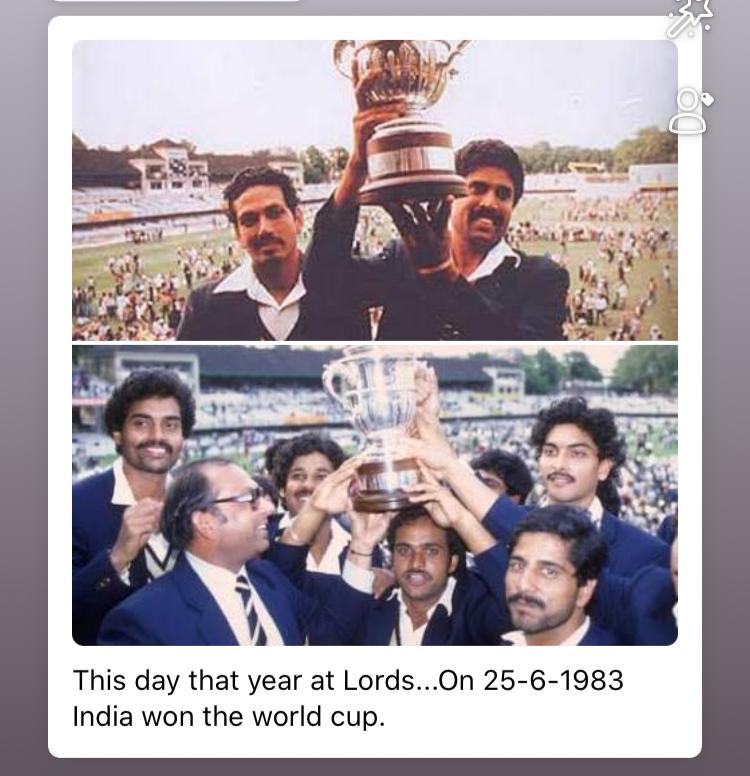 India won the world cup on this day 37 years ago! Feel privileged & blessed to have been a part of that incredible team under the leadership of @therealkapildev ! Still get goosebumps when I think about the historic moment! #1983worldcup #memories https://t.co/1190iCxwRS
