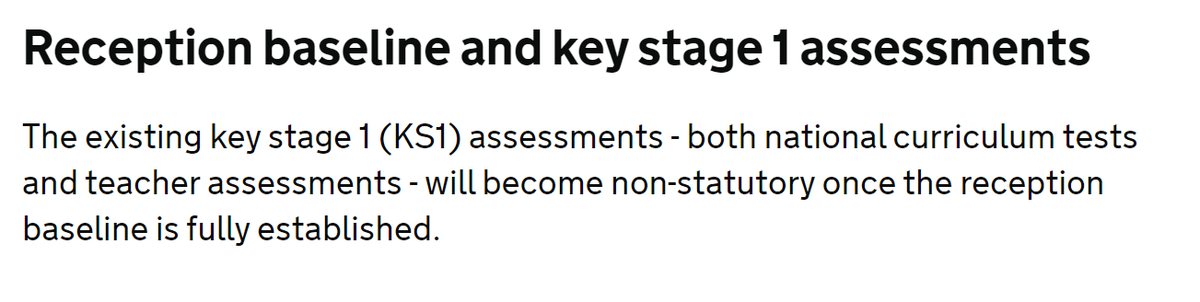 Well that clears that up. Scrapping of KS1 will now be pushed back to 2024 to ensure the 2020 YR intake have a baseline for KS2 progress measures. FFS!