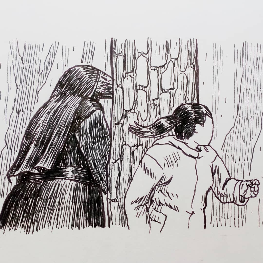 manchado_luis's tweet photo. Innumerables veces me imaginé a la monja ciega y a su perra avanzar a tientas golpeando el bastón contra el suelo.
#illustration #art #artist #sketchbook #sketch #blackandwithe #ink #characterdesign #characterconcept #bycomb #luismanchado #comic #graphicnovel https://t.co/ojhhxRThKB