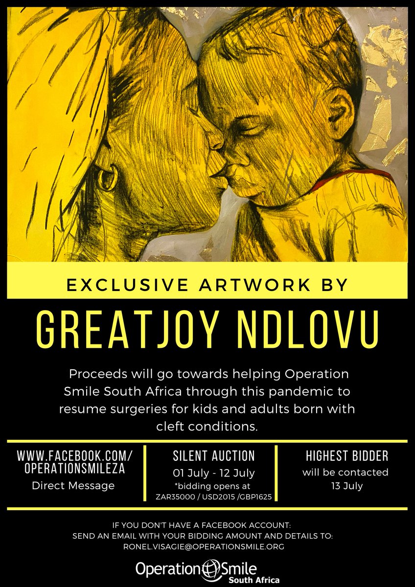 OpSmileSA's tweet photo. " To me the painting represents the peace and fulfilment that one constantly accrues from knowing that life is more positive and liveable for someone else." @ngreatjoy25
Don't miss this opportunity to own this unique artwork. #artforgood #ASmileIs #OpSmileSA #UntilWeHeal https://t.co/S4qZwuYXRS