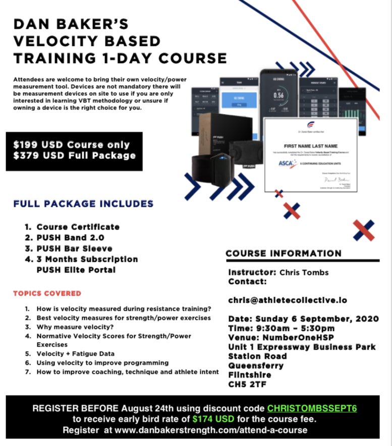 Really excited to announce that on September 6th, Chris Tombs will be delivering the @danbakerstrength_ velocity based training course from our facility. .
Anyone interested in joining us sign up via the link or contact @numberonehsp <a href="/curlyjones1988/">Chris Jones</a> or <a href="/christombs71/">CT71</a>