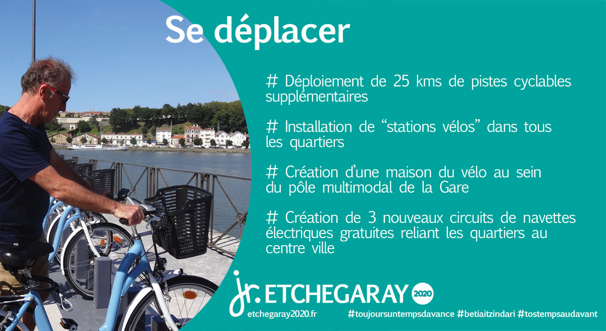 ✅Ce que nous allons faire ensemble! Changer les pratiques au bénéfice de la santé #bayonne
👉des pistes cyclables supplémentaires, des“stations vélos” dans les quartiers, une maison du vélo, des nouveaux circuits de navettes électriques gratuites reliant les quartiers au centre