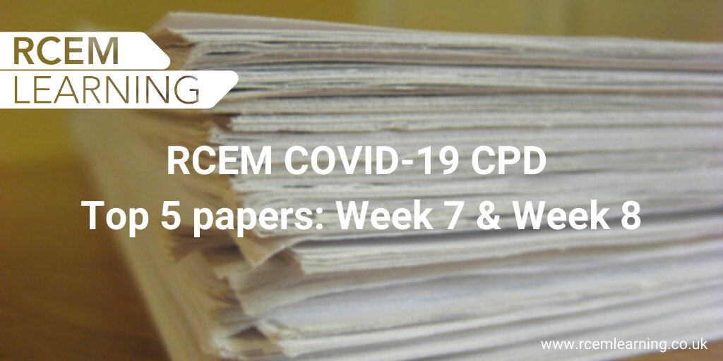 Top 5 #research papers, weeks 7 &amp; 8, from <a href="/RCollEM/">Royal College of Emergency Medicine</a>  #COVID19 CPD team are now available on RCEMLearning 👇

Week 7: bit.ly/2BGReDO
Week 8: bit.ly/2A6Ec1U
#FOAMed