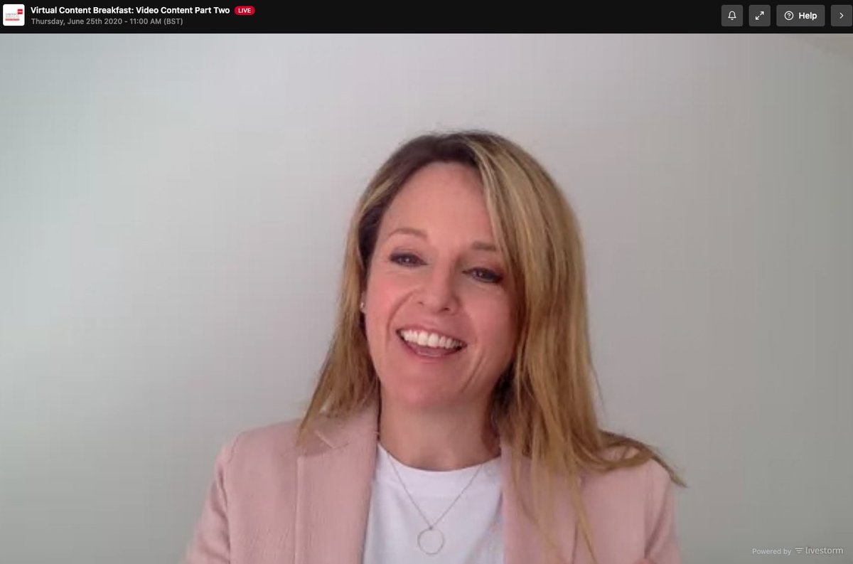 Most interviews are now online and will mostly be in future. Some tips from Juliet Mann <a href="/KaptchaTV/">Kaptcha</a> if you're hosting a presentation or interview on camera are to be energetic, so gestures need to be bigger, and keep your bottom at the back of your chair! #ContentBreakfast