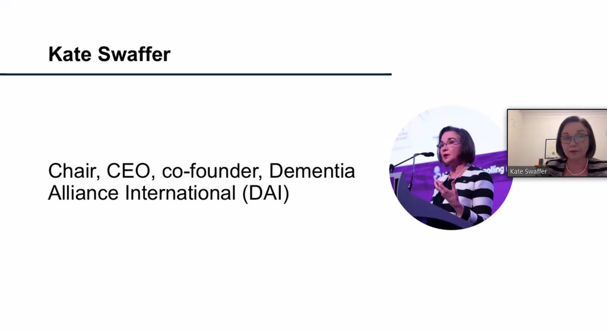.@KateSwaffer, Chair and co-founder of @DementiaAllianc provides opening remarks to our Virtual Event, saying: “People with #dementia are used to facing physical and social distancing, systemic discrimination and stigma, and carers lack support services." https://t.co/vUbsouB8Na