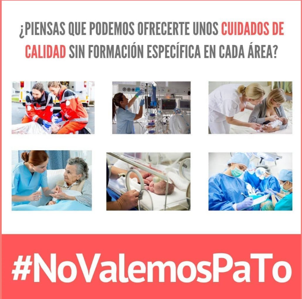 Nievess96's tweet photo. 🚨NO es lo mismo un adulto que un niño
🚨NO es lo mismo una planta de medicina interna que una UCI

💔NO podemos ofrecer CUIDADOS de CALIDAD sin formación específica y sin reconocer las bolsas de especialidades.
AFECTA a los sanitarios y a ti, también.
#NoValemosPaTo @sanidadgob https://t.co/zgs0Wd7Orj