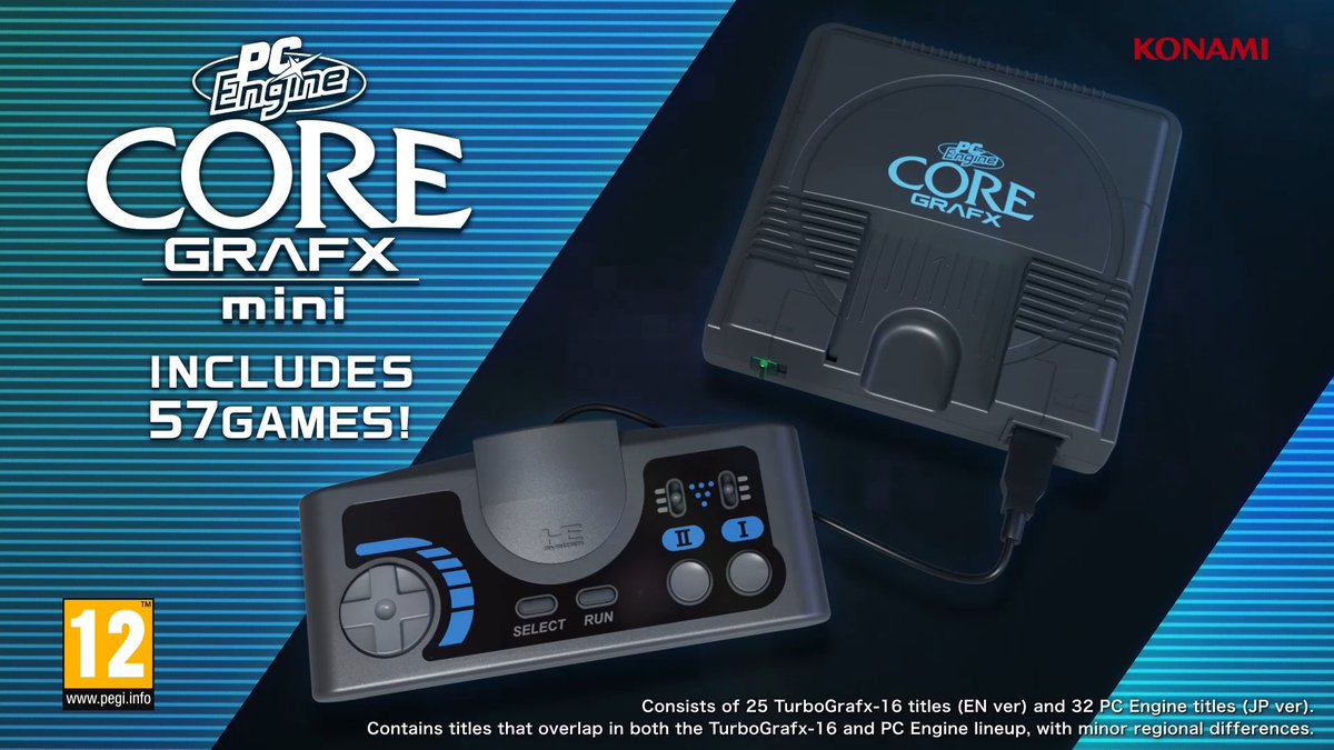 KONAMIUK's tweet image. The PC Engine #CoreGrafx mini is available now to buy on @AmazonUK!

This mini remake of the classic console boasts *57* titles for you to get stuck into, making it a must-have for all retro fans. Get it HERE: bit.ly/BuyCoreGrafx