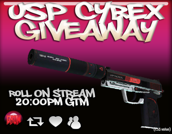 theoriginalgrow's tweet photo. ๐USP CYREX GIVEAWAY๐
FOLLOW ME : https://t.co/fjBRVq6Y5E
RT+FAP
TAG 2 FRIENDS
ROLL AT 20:00PM GTM ON STREAM
GL EVERYONE! #3xG
#twitchtv #twitchaffiliate #CSGOGiveaway #CSGOSkins
#supportsmallstreamers https://t.co/c7z8dCcioN