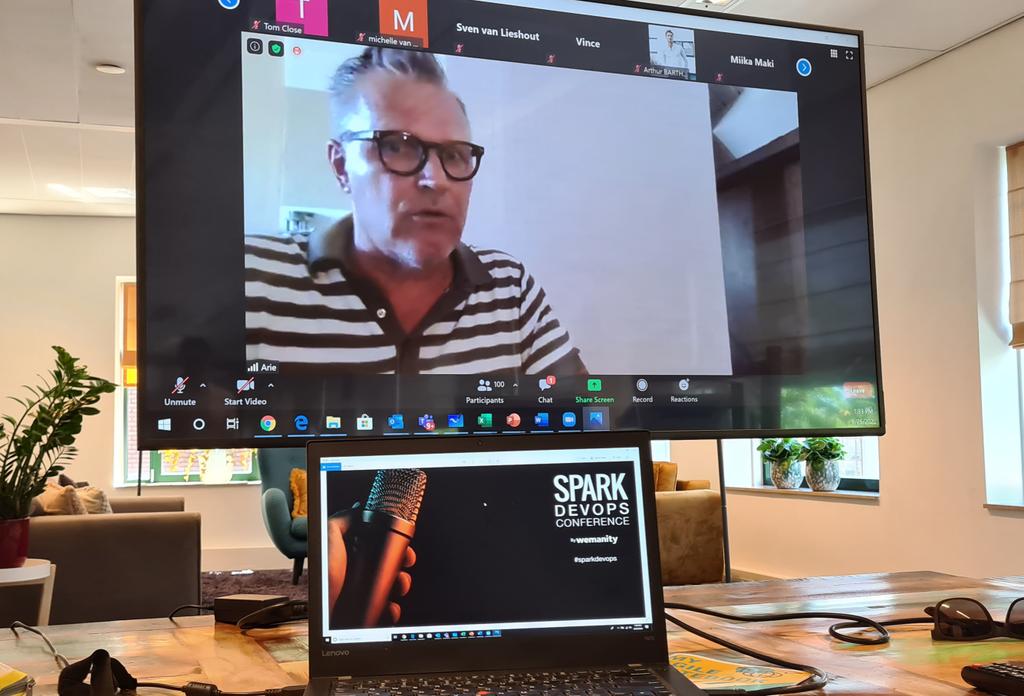 .<a href="/arievanbennekum/">Arie van Bennekum</a> talking about Enterprise-wide agility and building Agile businesses during #sparkdevops #agile #devops #wemanity #attheoffice