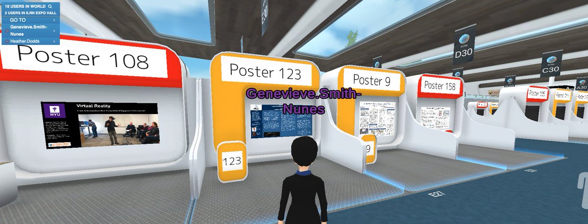 pegleggen's tweet photo. The joys of time zone differences, I am swanning around #iLRN2020 expo hall viewing the posters. I love the idea of a #videoposter or interactive poster. I used AR last year and wearables to bring my poster to life. @VirBELA1 @immersiveLRN https://t.co/htgYljsld0