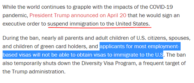 Unemployment rates worldwide:USA: 13.30%Canada: 13.70%Spain: 14.41%France: 7.80%Btw the US suspended the entry of immigrants that “pose a threat to the current US labor market” post- COVID.