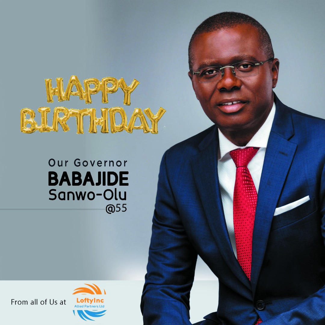 _LoftyInc_'s tweet photo. We celebrate your selflessness and commitment to the greatness of Lagos.
From all of us @_LoftyInc_ , we wish you a happy birthday sir,@jidesanwoolu.
#BOS55 https://t.co/YwP9Uyuljq
