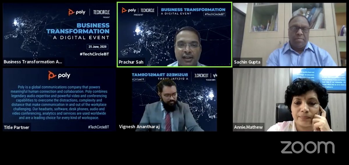 MosaicDigitalIN's tweet image. The 2nd panel at @PolyCompany | @TechCircleIndia
Business Transformation - &apos;Crisis Response to Reimagining a New Organisation&apos; with Annie Mathew, 
@MotherDairyMilk, Sachin Gupta, @UshaIntl &amp;amp; Prachur Sah, @CairnOilandGas with moderator Vignesh Ananthraj.
#TechCircleBT
