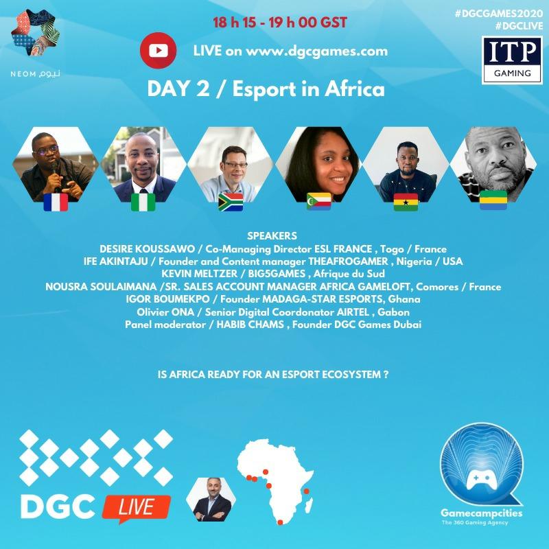SNousra's tweet photo. I was really happy to attend the Digital Gaming Conference Dubai to talk about esports development in Africa!
The three-day program (21-22-23 June) can be found on https://t.co/sZV1ATFakx !
#DGCLive2020 #DGCGames.

Day 2 Live link: https://t.co/ngieVTzx7G https://t.co/4dxYGuucFW