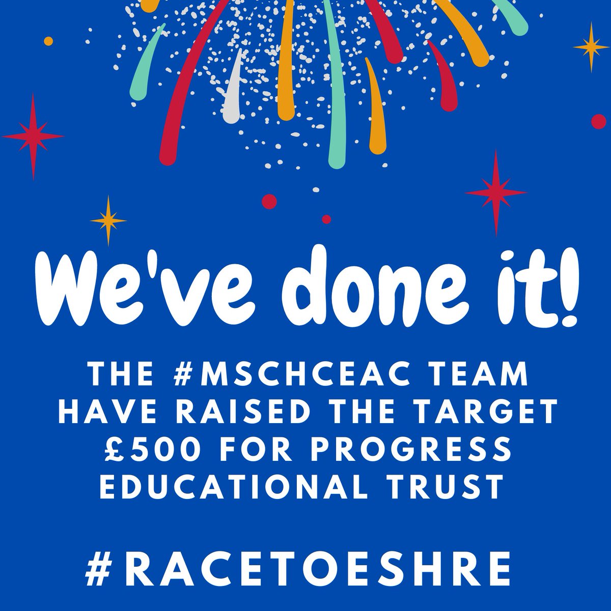 MScHCEAC's tweet photo. WE'VE DONE IT!!! #RaceToESHRE has raised Β£500 for #ProgressEducationalTrust #Day11 Well done to everyone involved and a massive thank you to everyone who has supported us on our journey!! Stay tuned because we're super close to finishing the 966km too!!! https://t.co/BCs3bAJ8X6