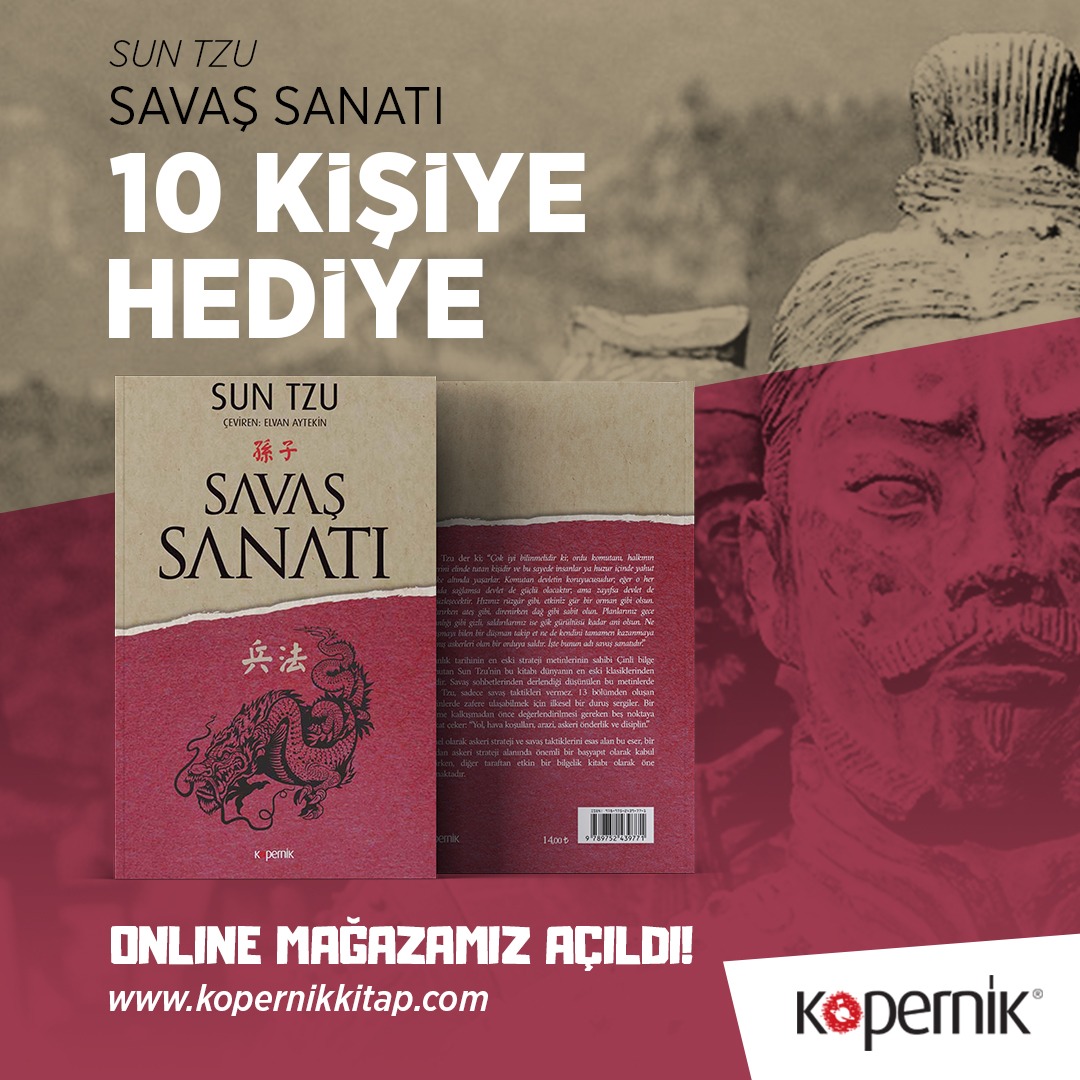 #KitapÇekilişi 📚

Bu paylaşımı RT yapıp hesabımızı takibe alanlar arasından 10 kişiye "Sun Tzu-Savaş Sanatı" hediye. 

Sonuç 3 Temmuz Cuma günü açıklanacaktır.